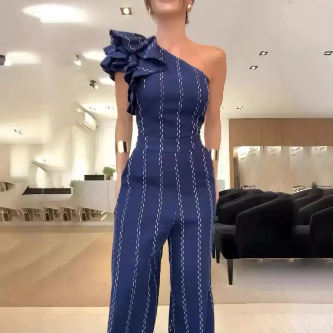 Waist-tight Shoulder-baring Jumpsuit