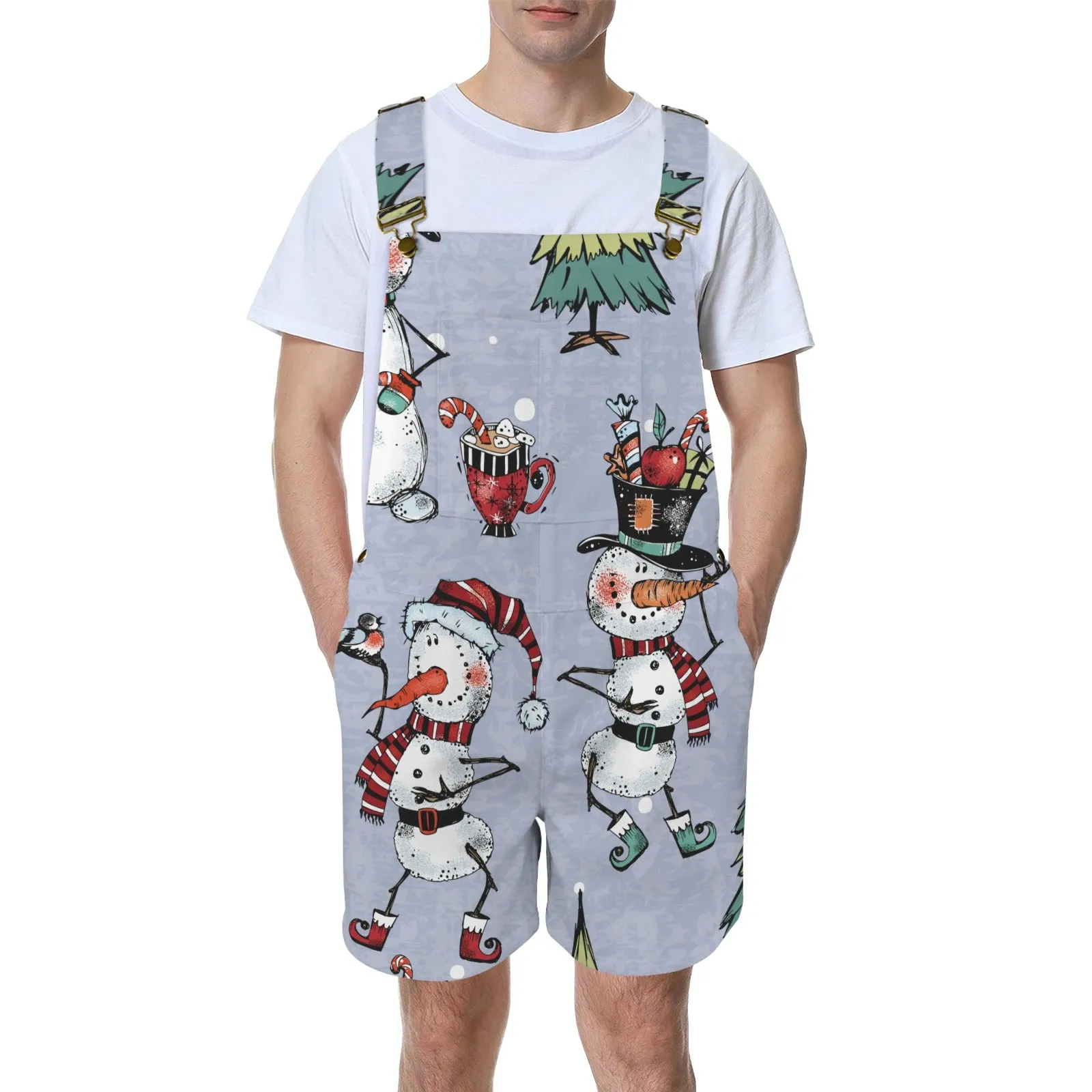 whimsical snowmen Emerson Easy-Wear Jumpsuit Unisex Shorts Suspender Jumpsuit