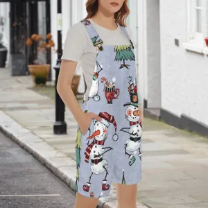 whimsical snowmen Emerson Easy-Wear Jumpsuit Unisex Shorts Suspender Jumpsuit