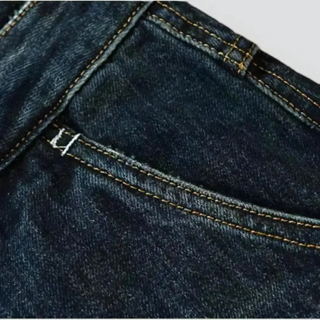 Whiskered dark-wash jeans
 for men