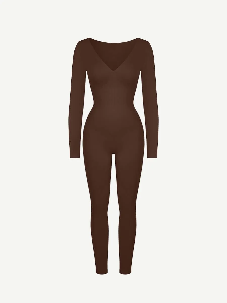 Wholesale Seamless Deep V Tummy Control Waist Cinching Catsuit