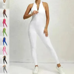 Woman's Zippered Sleeveless Stretch Shapewear Sports wear Jumpsuit