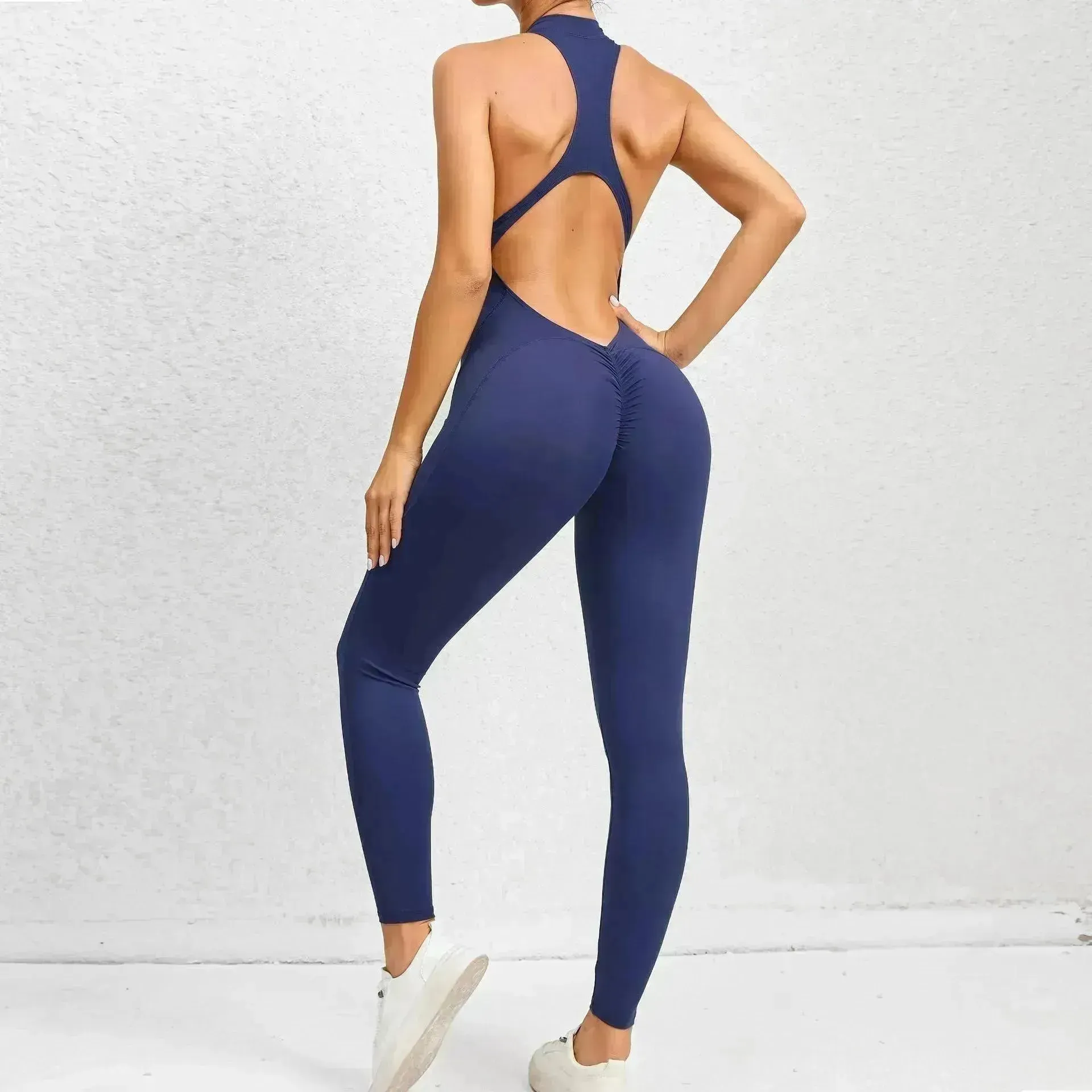 Woman's Zippered Sleeveless Stretch Shapewear Sports wear Jumpsuit