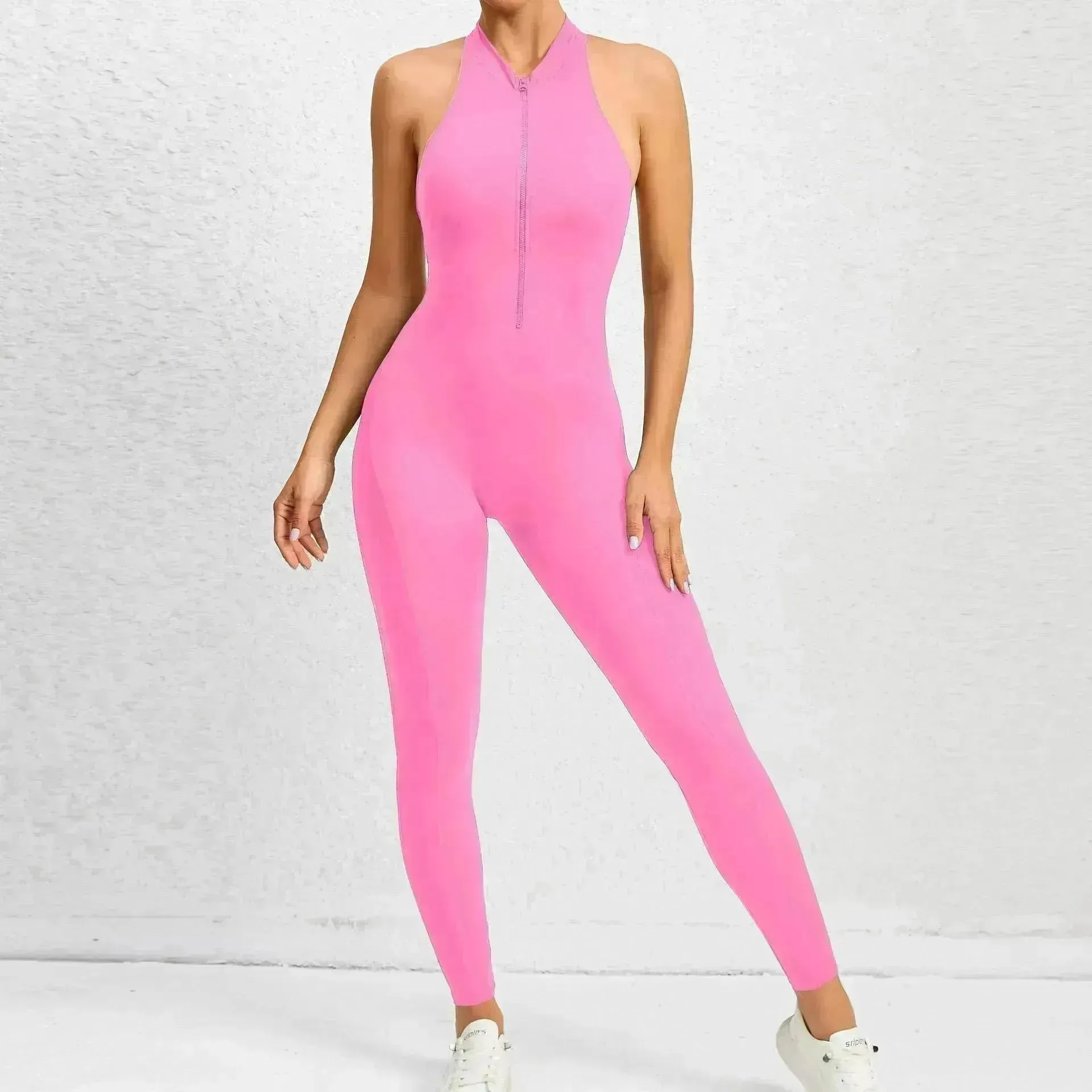 Woman's Zippered Sleeveless Stretch Shapewear Sports wear Jumpsuit