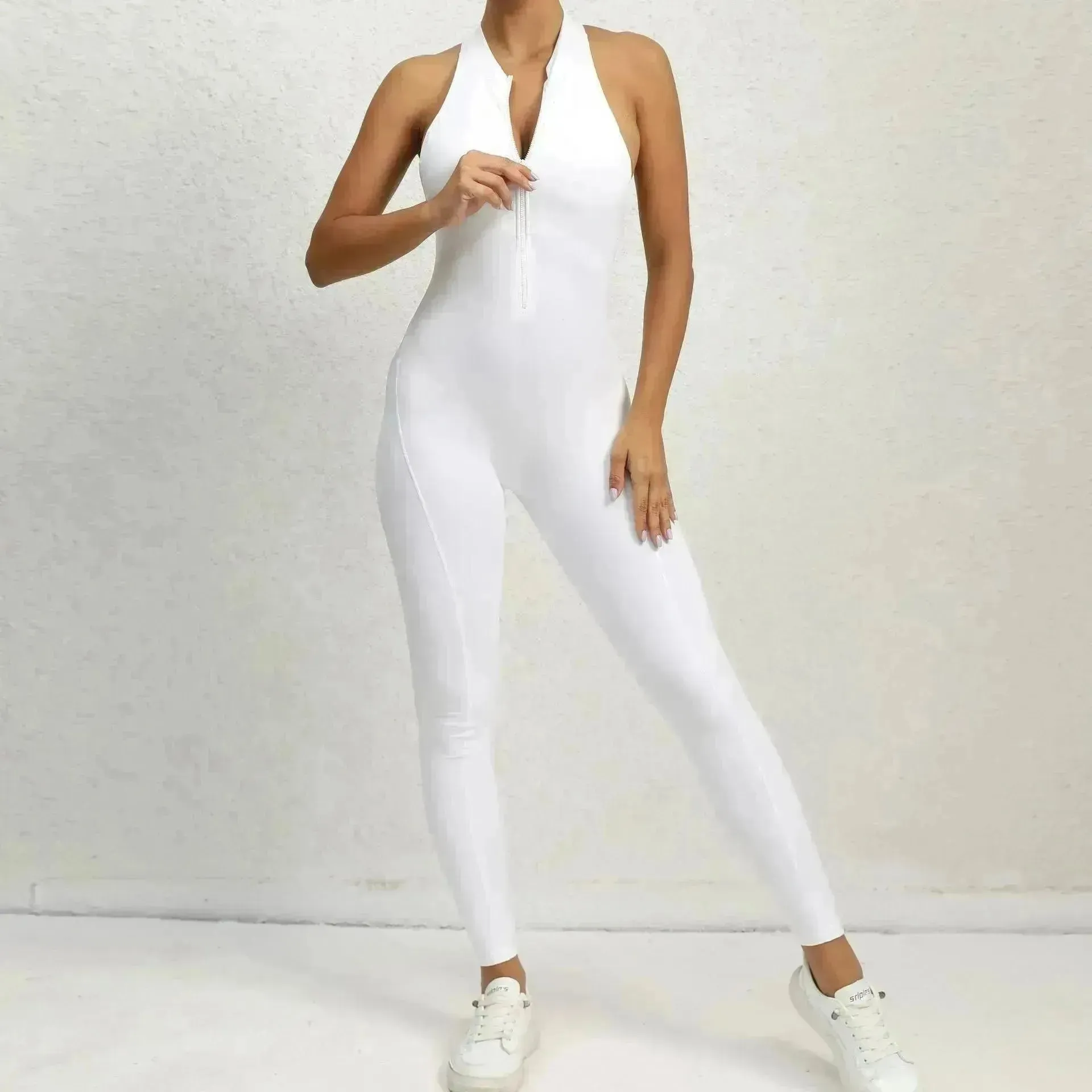 Woman's Zippered Sleeveless Stretch Shapewear Sports wear Jumpsuit