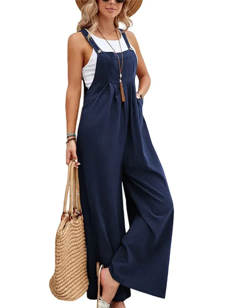 Women Loose Fit Fashion Overalls Wide Leg Baggy Bib Overalls Jumpsuit Dungarees Summer Jumpsuit Casual Elegant Overalls Summer