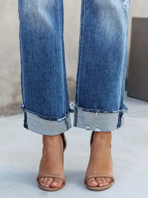 Women’s Asymmetrical Fly Crossover Jeans