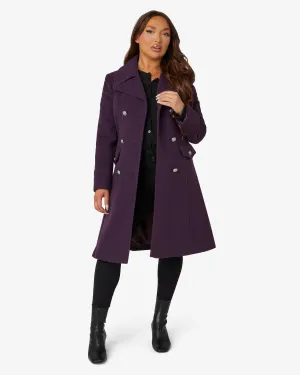 Wool Blend Double Breasted Midi Coat