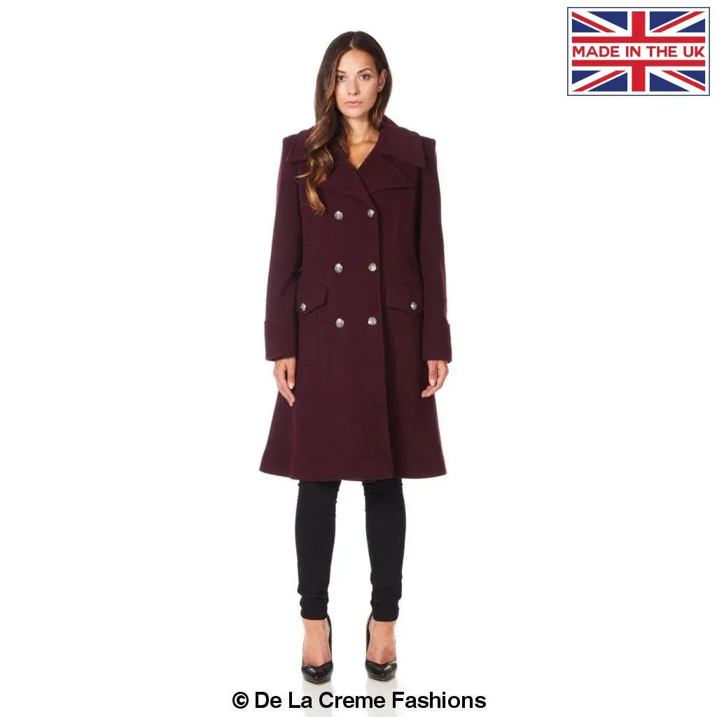 Wool Blend Double Breasted Midi Coat