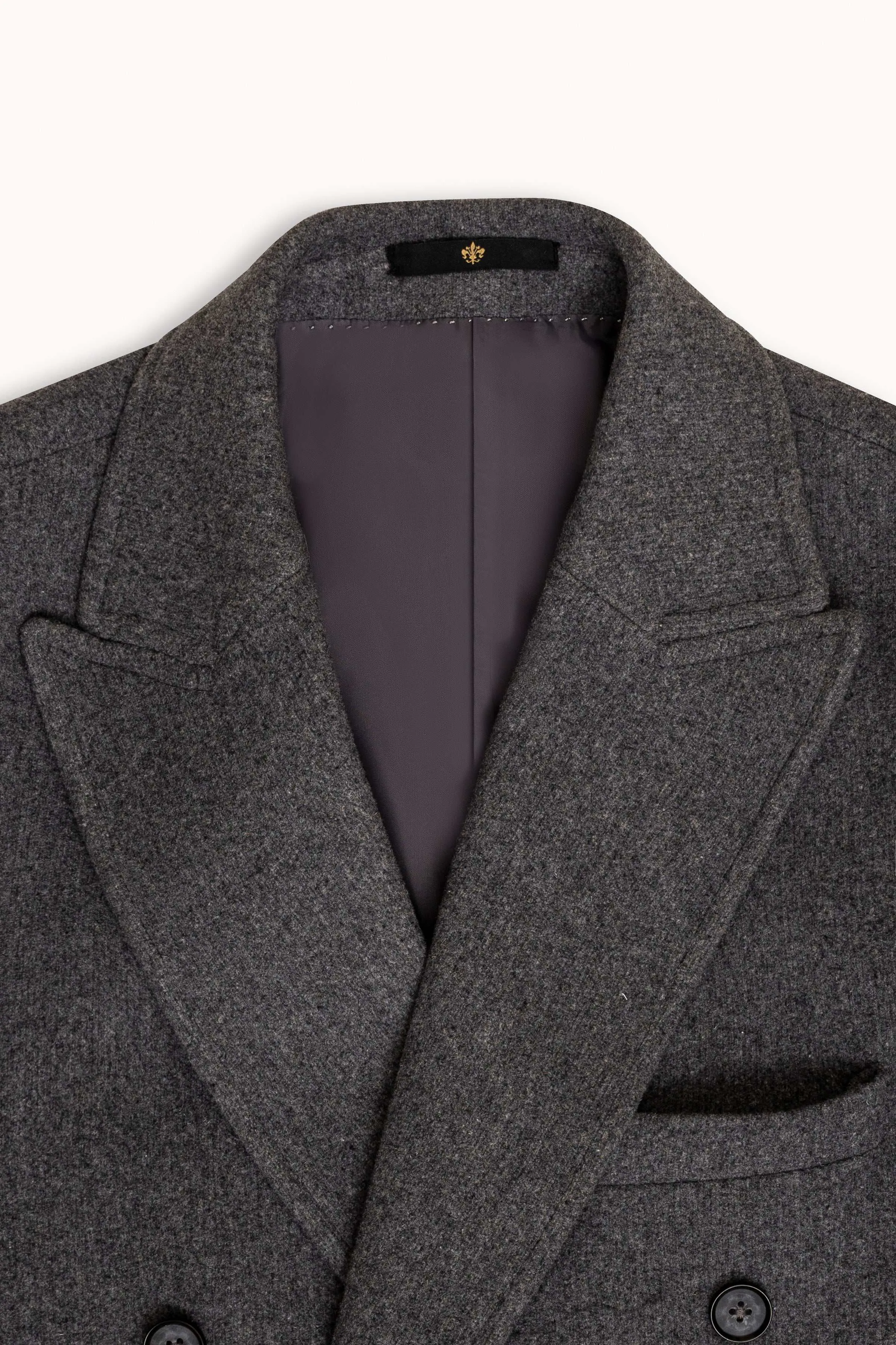 WOOLEN LONG COAT DOUBLE BREASTED GREY