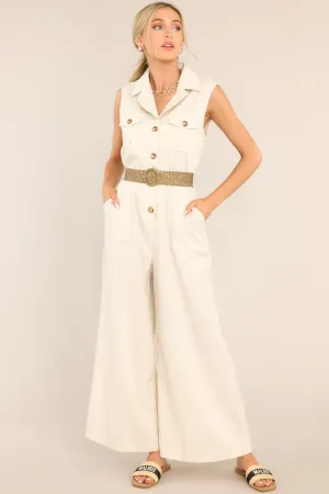 World View Oatmeal Belted Jumpsuit