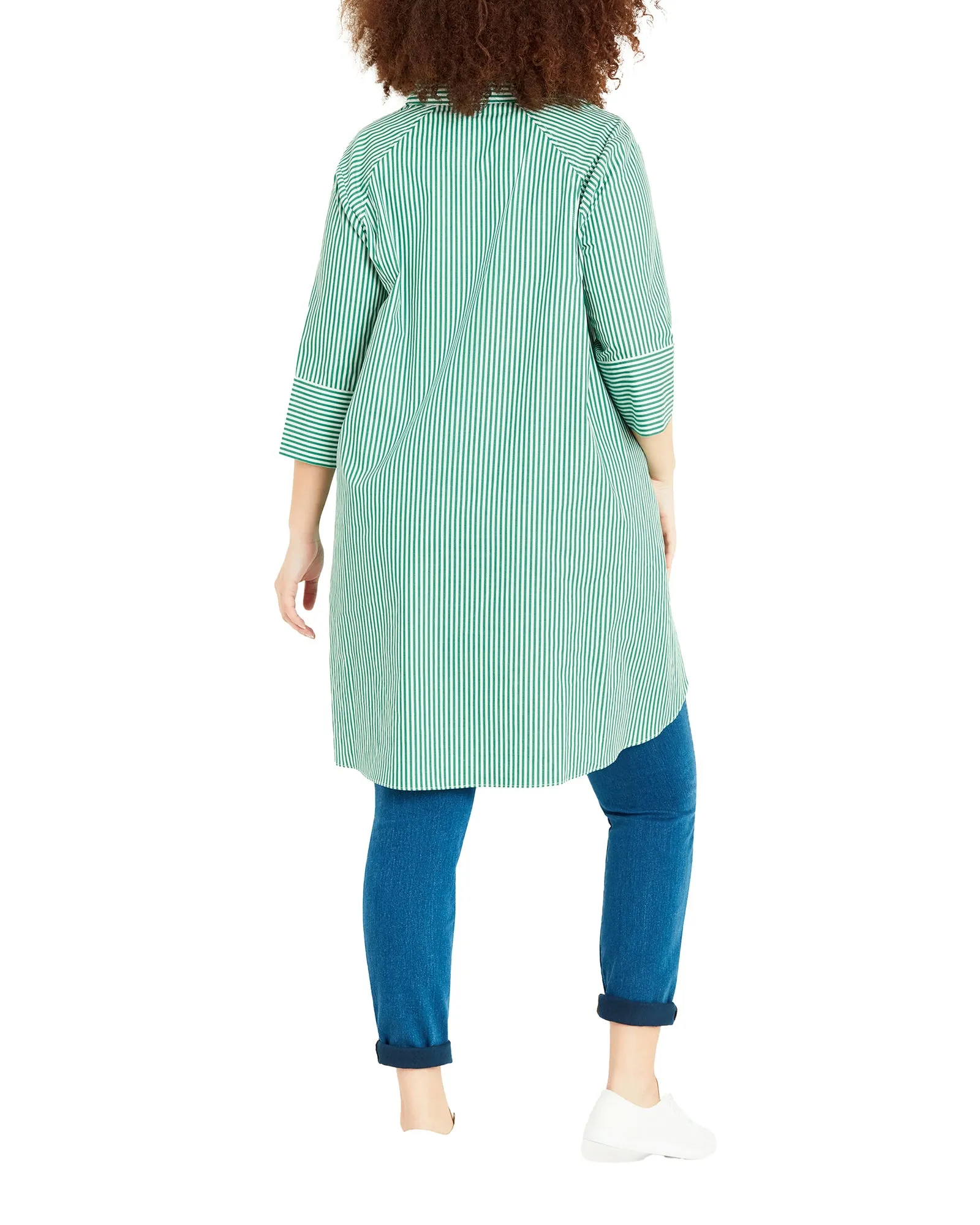 Yaretzi Relaxed Cotton Shirt | Aqua / White