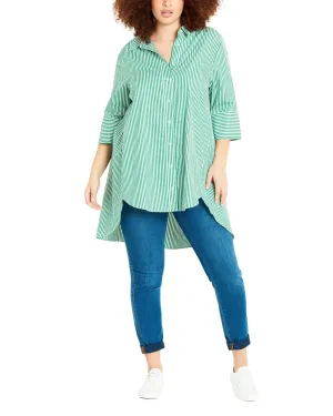 Yaretzi Relaxed Cotton Shirt | Aqua / White