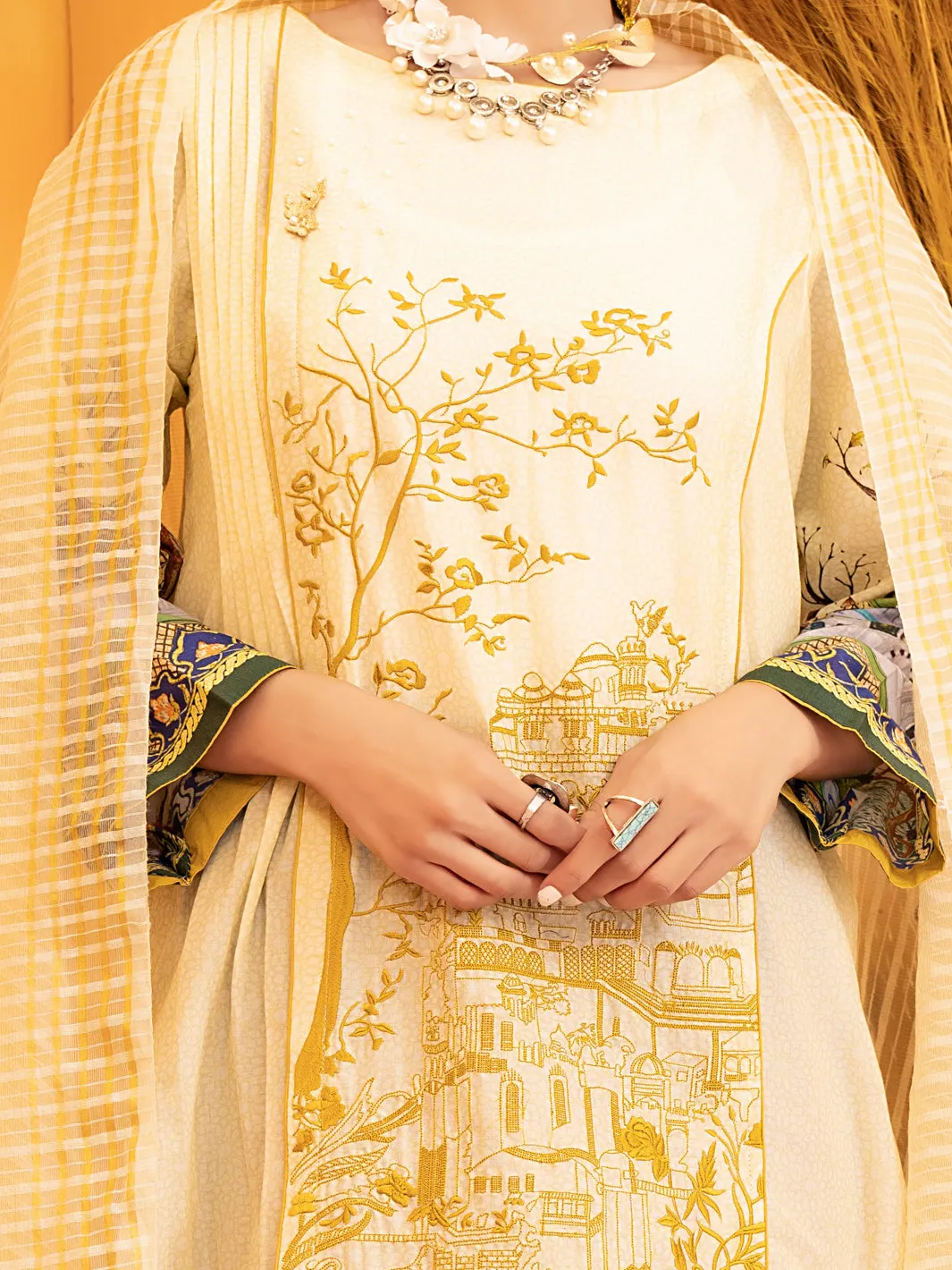 Yellow Lawn  3 Piece Stitched - ALP-933