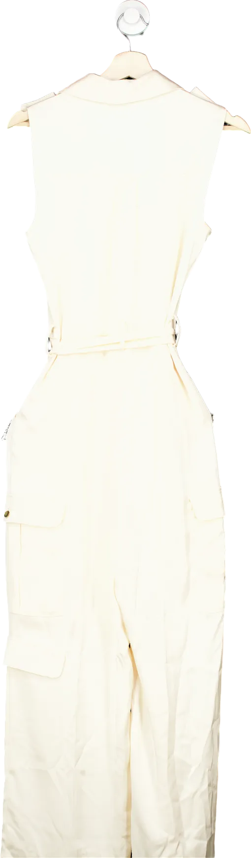 Zara Cream Sleeveless Jumpsuit with Cargo Pockets UK XS