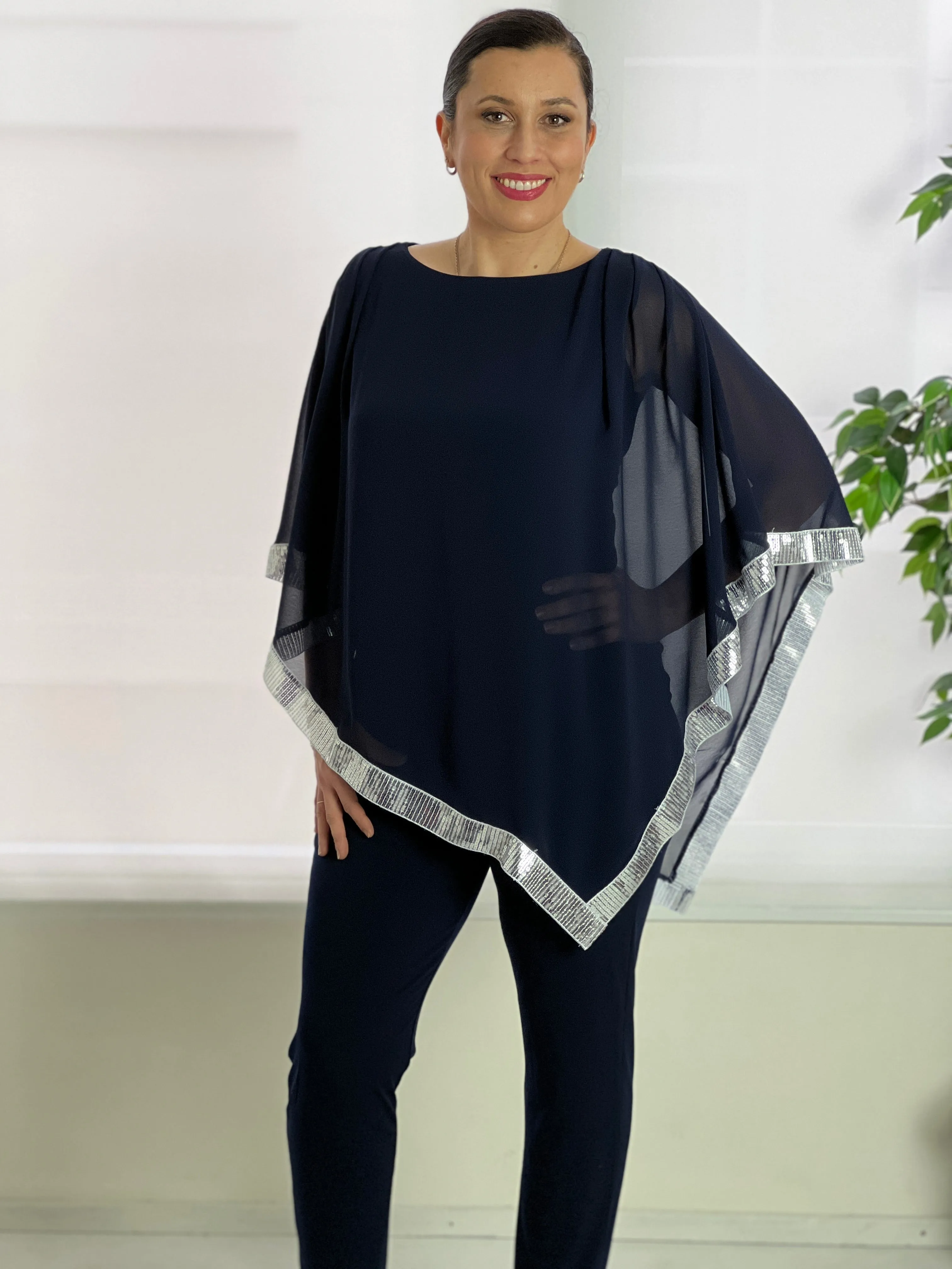 Zoe Navy Evening Top