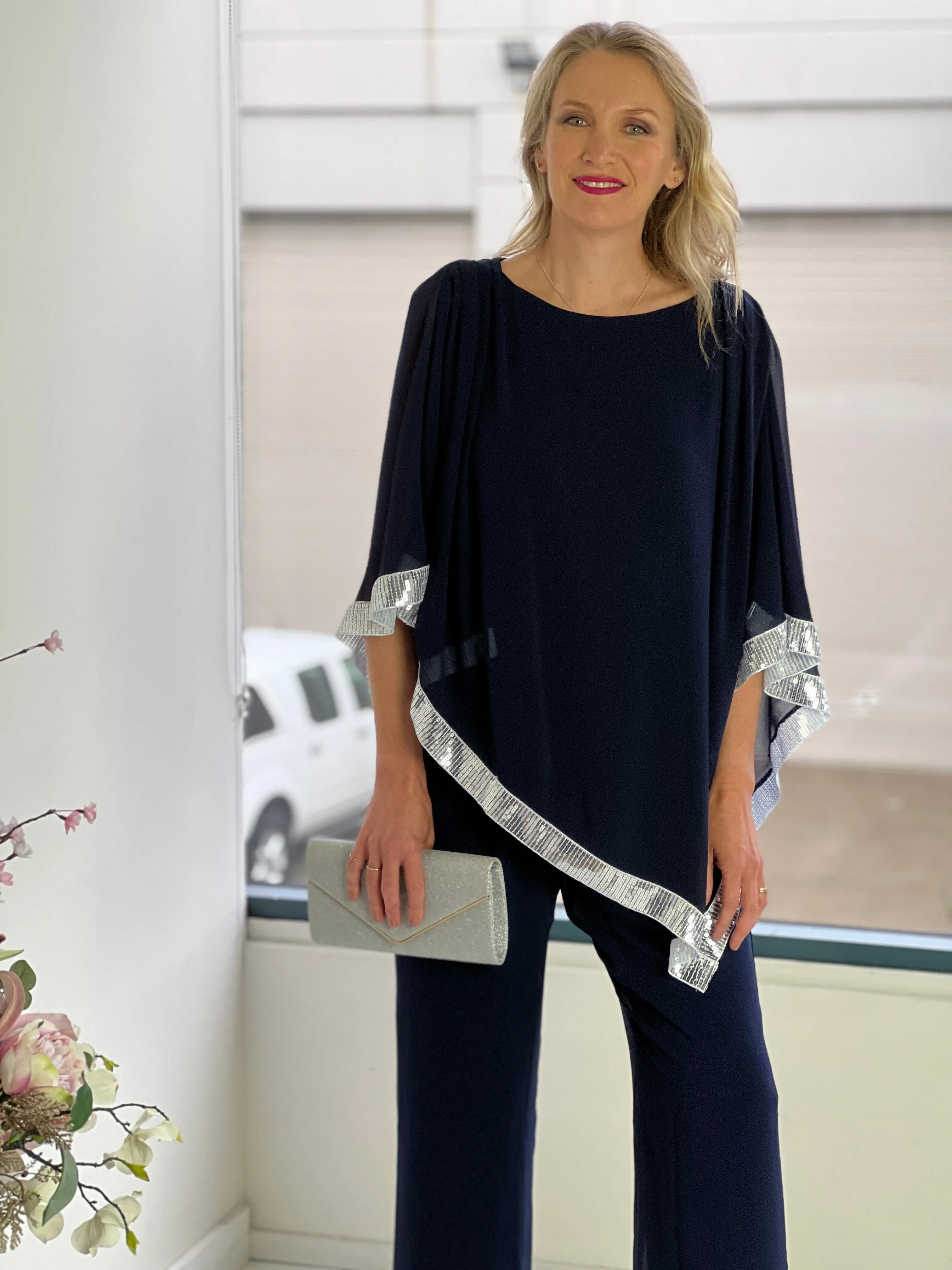 Zoe Navy Evening Top