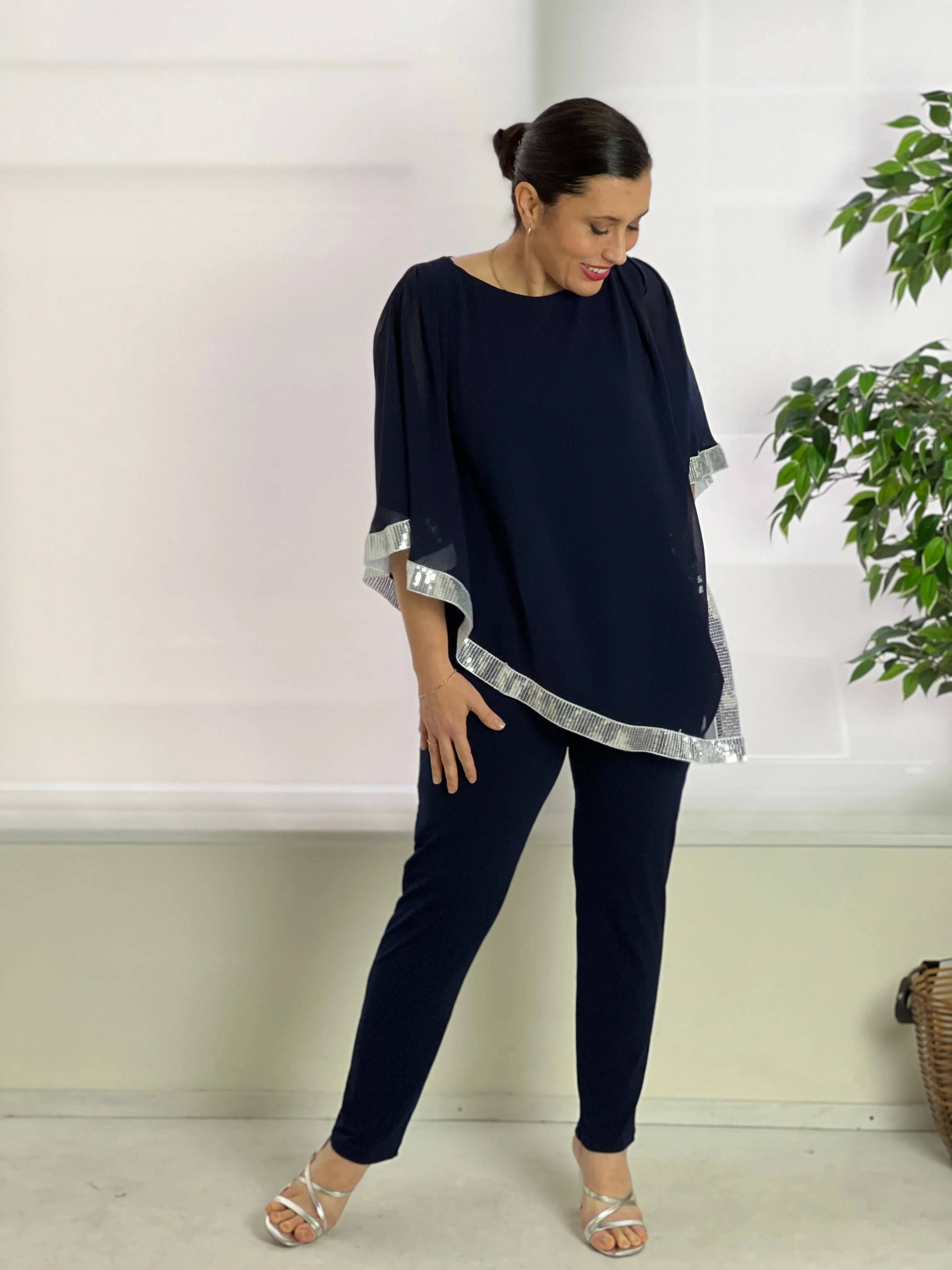 Zoe Navy Evening Top