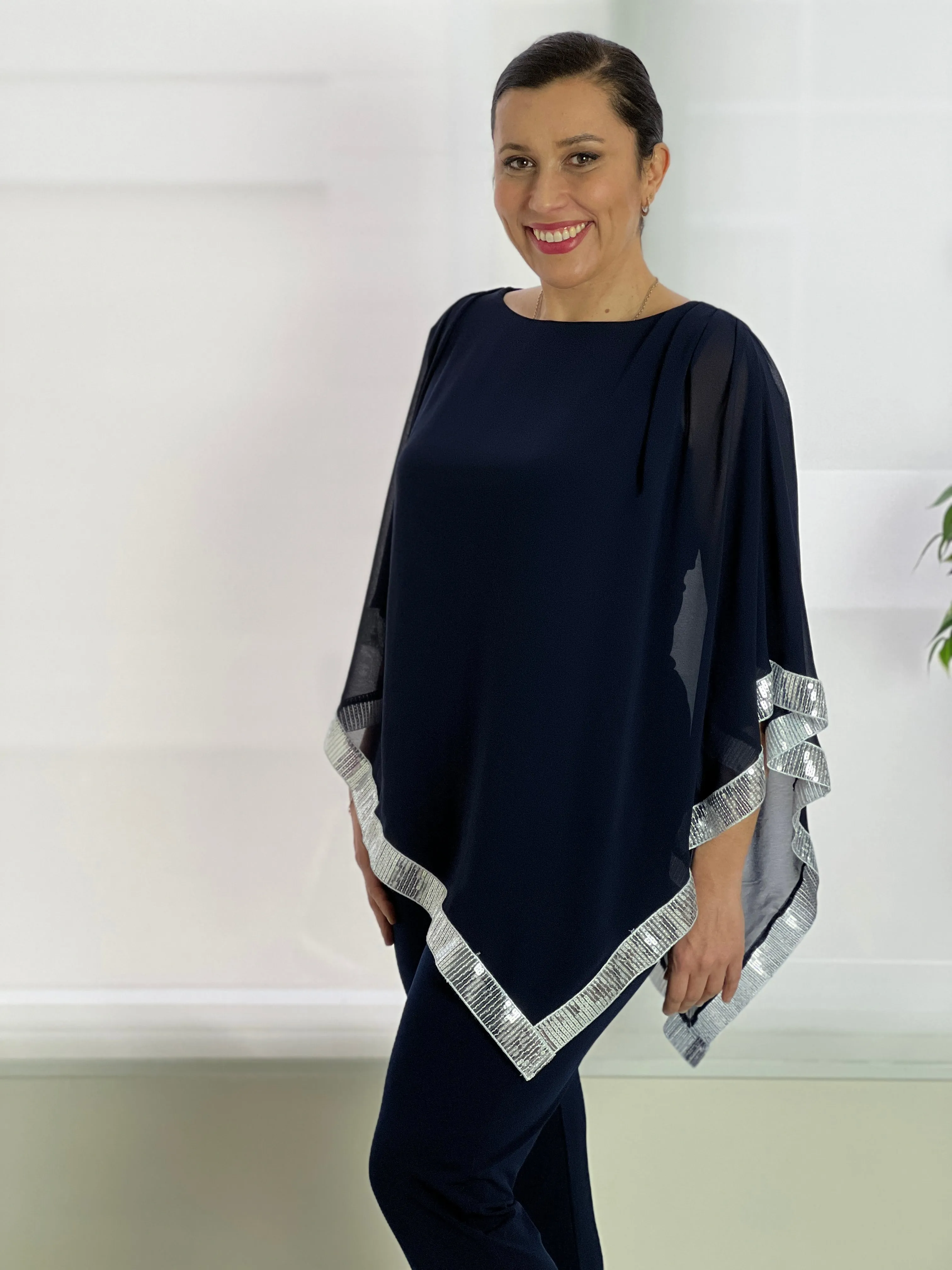 Zoe Navy Evening Top