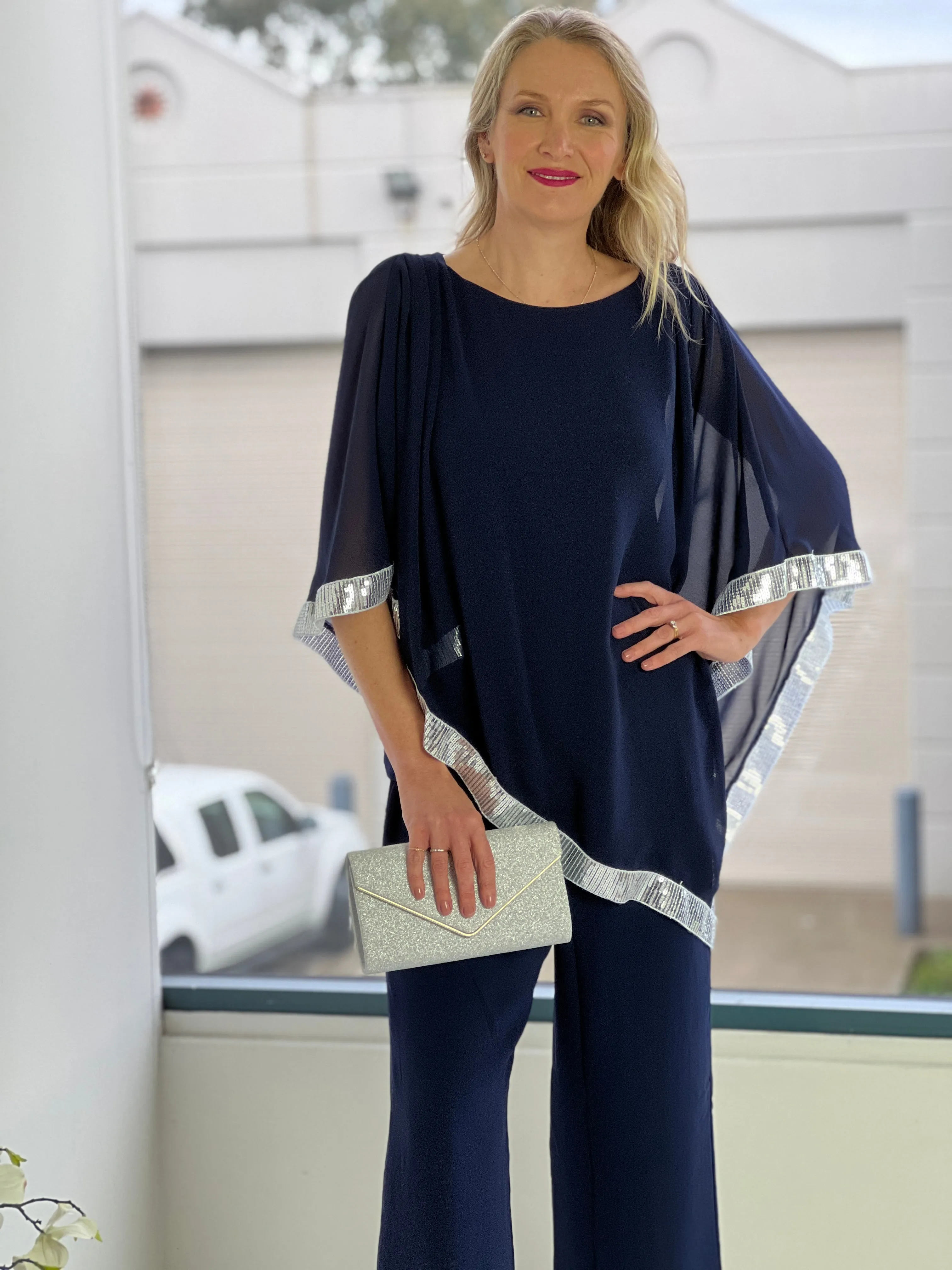 Zoe Navy Evening Top