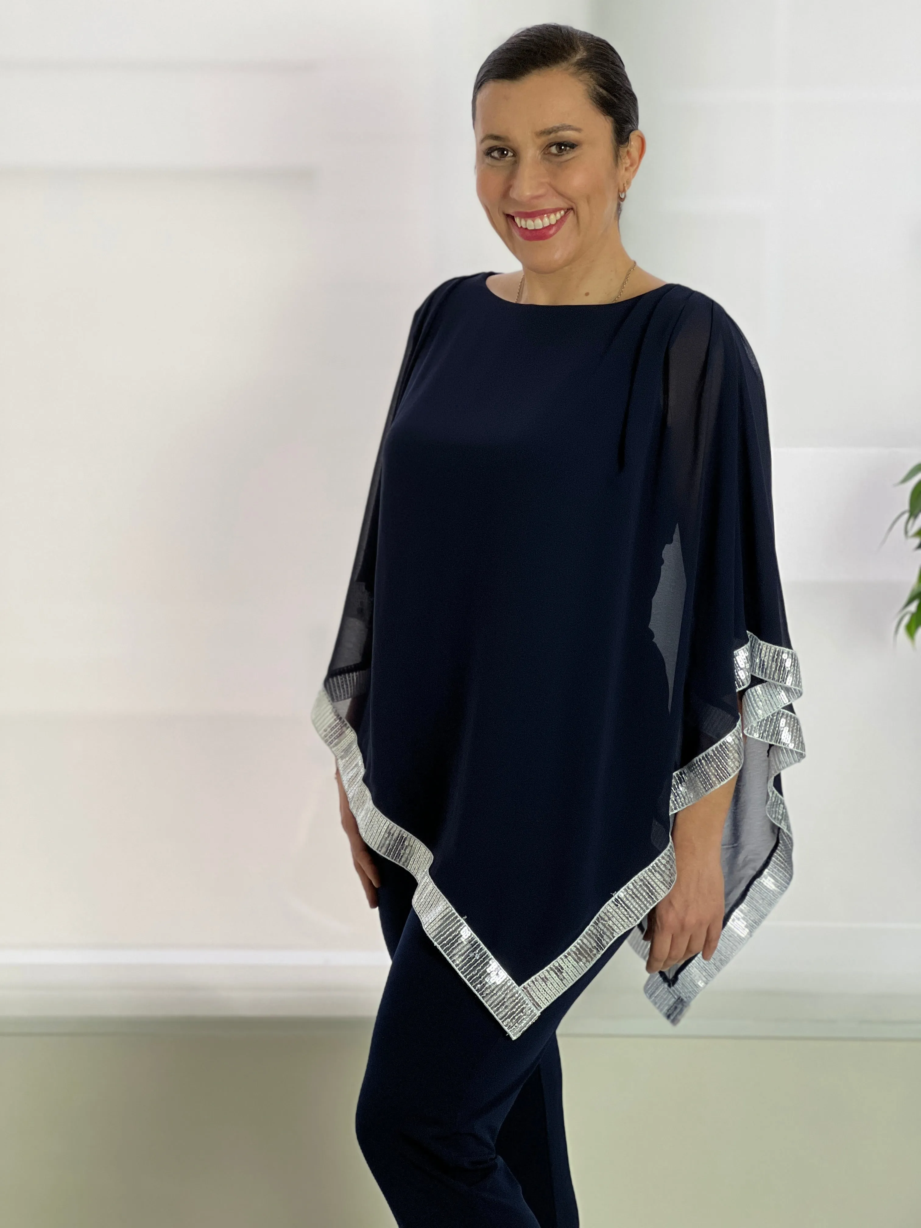 Zoe Navy Evening Top